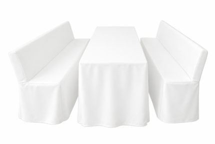 Hussen-Set für Biertisch und Bänke mit Lehne weiß