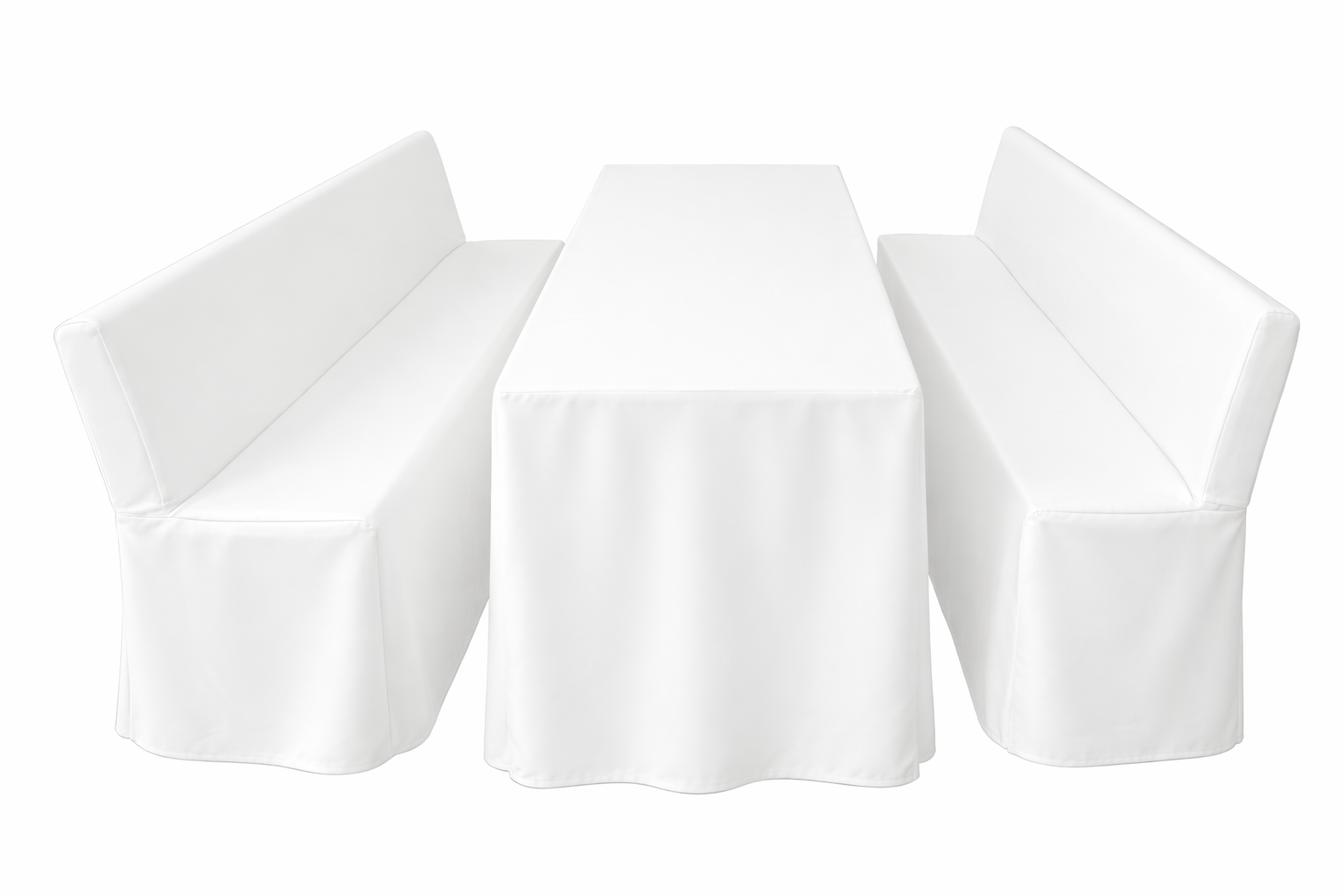 Hussen-Set 70cm mit Lehne Hussen-Set für Biertisch und Bänke mit Lehne weiß