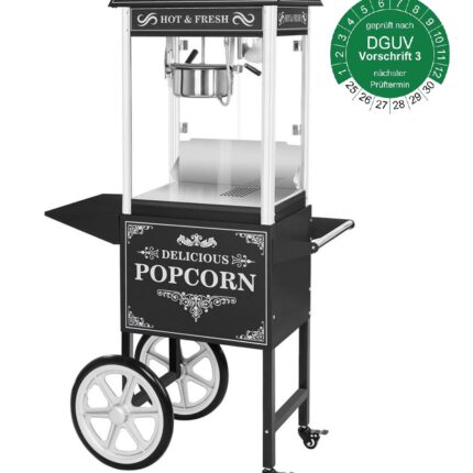 Popcornmaschine mit Wagen im Retro-Design für Events, Hochzeiten und Firmenfeiern zur Miete